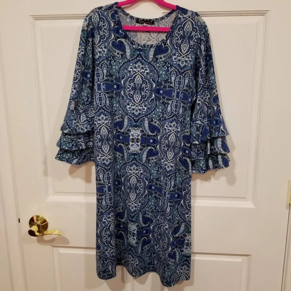 Girls' Xtraordinary Dress with triple ruffle sleeves, Size 16, EUC - Picture 2 of 14